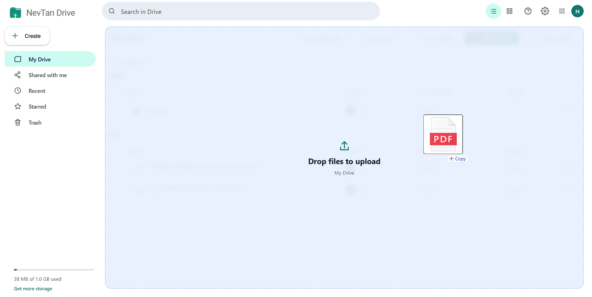 The drop overlay shown while dragging files onto My Drive